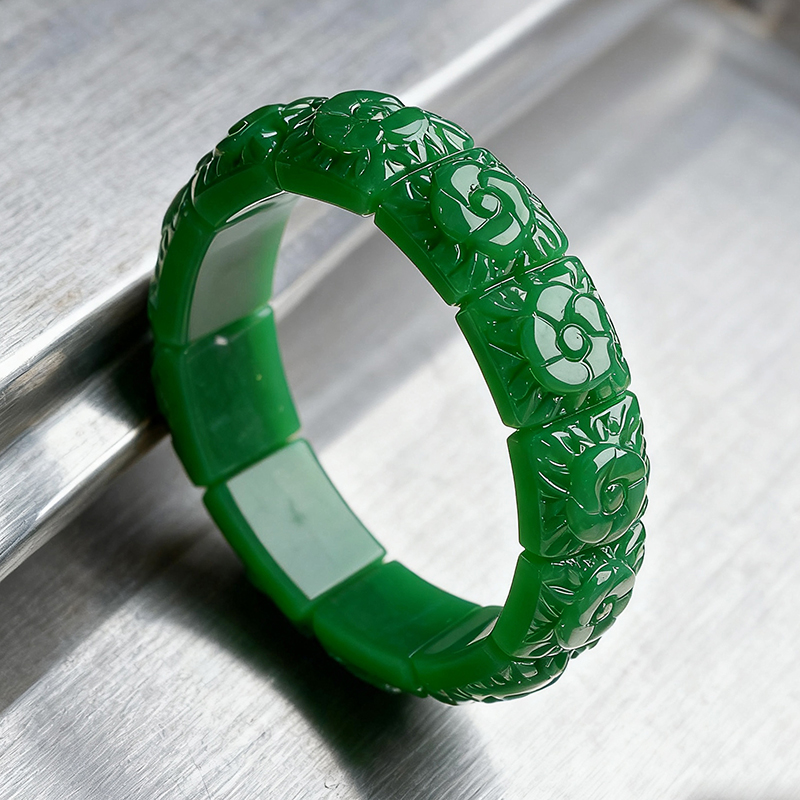 Supply Florist - Bracciale con fiore di giada reale,